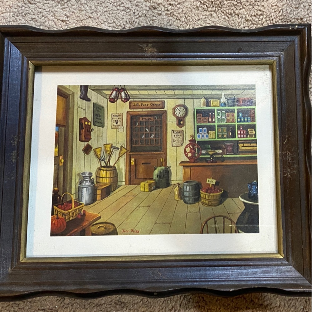 Vintage Framed Country Store Print US post office